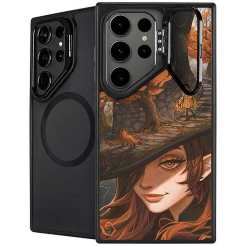 Halloween Pumpkin Witch with Fox by Ivy Dolamore Galaxy Cases