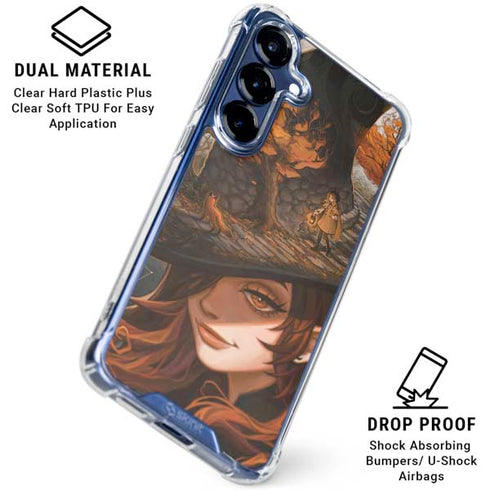 Halloween Pumpkin Witch with Fox by Ivy Dolamore Galaxy S25 Clear Case