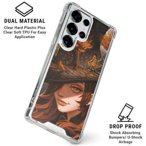 Halloween Pumpkin Witch with Fox by Ivy Dolamore Galaxy S25 Ultra Clear Case