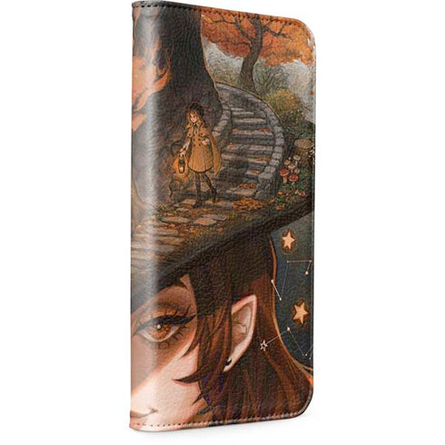 Halloween Pumpkin Witch with Fox by Ivy Dolamore iPhone 14 Folio Case