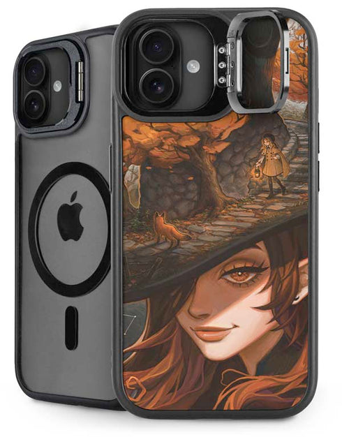 Halloween Pumpkin Witch with Fox by Ivy Dolamore iPhone 16 Plus Kickstand Case