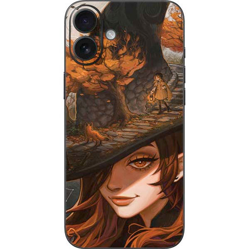 Halloween Pumpkin Witch with Fox by Ivy Dolamore iPhone 16 Plus Skin