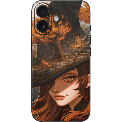 Halloween Pumpkin Witch with Fox by Ivy Dolamore iPhone 16 Skin