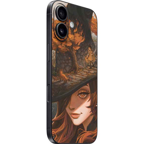 Halloween Pumpkin Witch with Fox by Ivy Dolamore iPhone 16 Skin