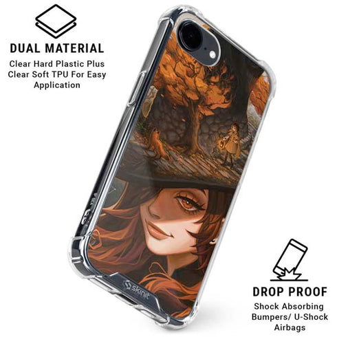 Halloween Pumpkin Witch with Fox by Ivy Dolamore iPhone 16e Clear Case