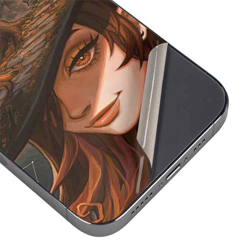 Halloween Pumpkin Witch with Fox by Ivy Dolamore iPhone 16e Skin