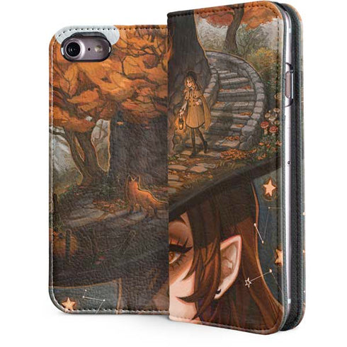 Halloween Pumpkin Witch with Fox by Ivy Dolamore iPhone 7 Folio Case
