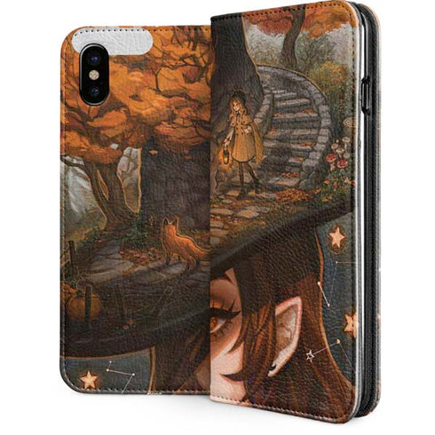 Halloween Pumpkin Witch with Fox by Ivy Dolamore iPhone 8 Folio Case