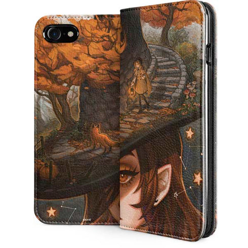 Halloween Pumpkin Witch with Fox by Ivy Dolamore iPhone SE (2nd & 3rd Gen) Folio Case