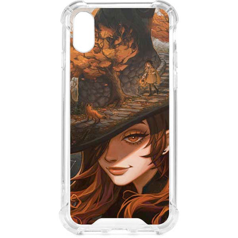 Halloween Pumpkin Witch with Fox by Ivy Dolamore iPhone XS Clear Case