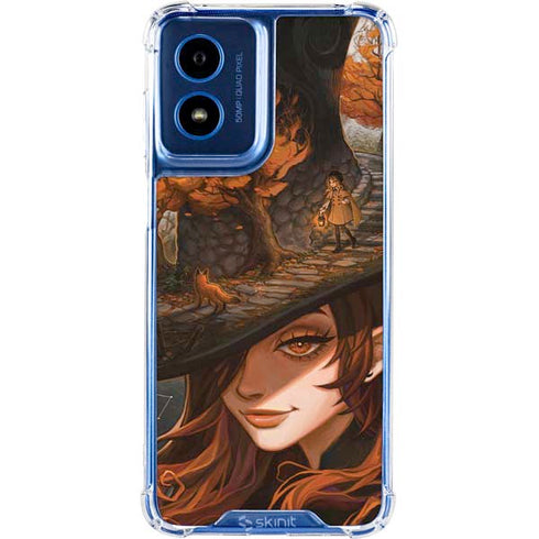 Halloween Pumpkin Witch with Fox by Ivy Dolamore Moto G 5G (2024) Clear Case