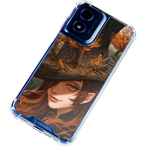Halloween Pumpkin Witch with Fox by Ivy Dolamore Moto G 5G (2024) Clear Case