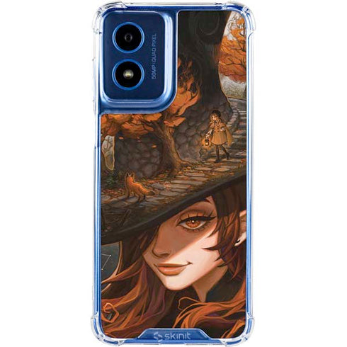 Halloween Pumpkin Witch with Fox by Ivy Dolamore Moto G Play 4G (2024) Clear Case