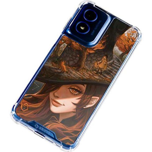 Halloween Pumpkin Witch with Fox by Ivy Dolamore Moto G Play 4G (2024) Clear Case