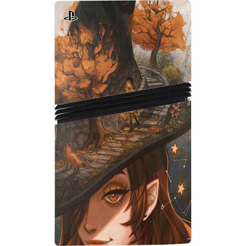 Halloween Pumpkin Witch with Fox by Ivy Dolamore PS5 Pro Console Skin