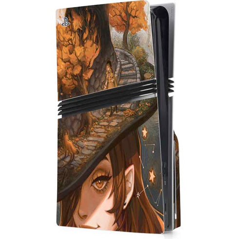 Halloween Pumpkin Witch with Fox by Ivy Dolamore PS5 Pro Disk Console Skin