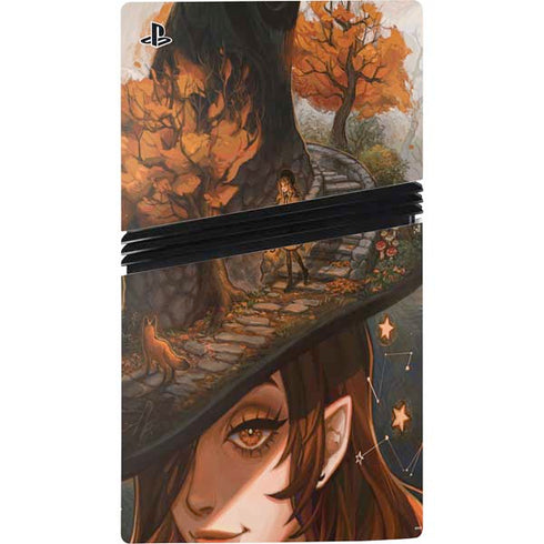 Halloween Pumpkin Witch with Fox by Ivy Dolamore PS5 Pro Disk Console Skin