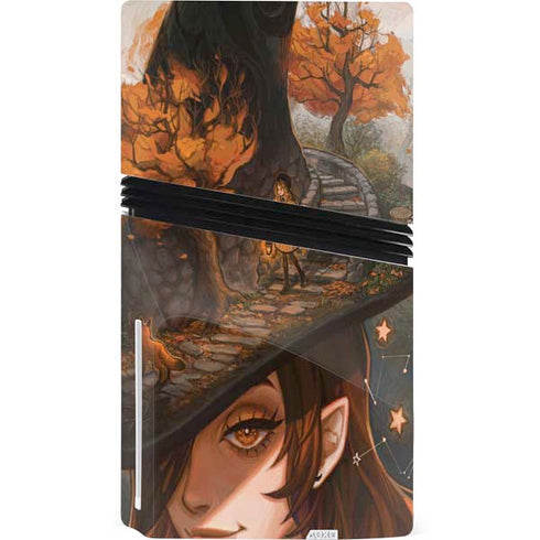 Halloween Pumpkin Witch with Fox by Ivy Dolamore PS5 Pro Disk Console Skin