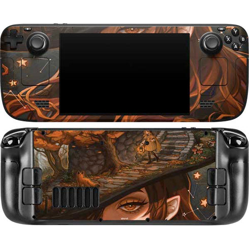 Halloween Pumpkin Witch with Fox by Ivy Dolamore Steam Deck Handheld Gaming Computer OLED Skin