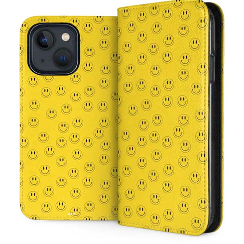 Happy Face Pattern iPhone 15 Folio Case