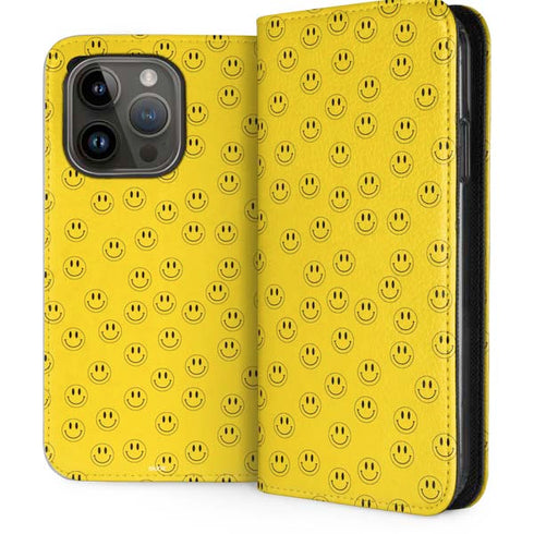 Happy Face Pattern iPhone 15 Pro Folio Case