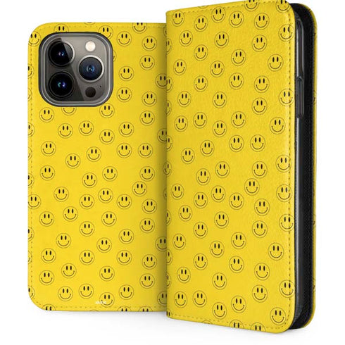 Happy Face Pattern iPhone 15 Pro Max Folio Case