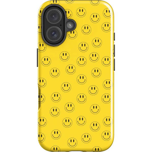Happy Face Pattern iPhone 16 Impact Case