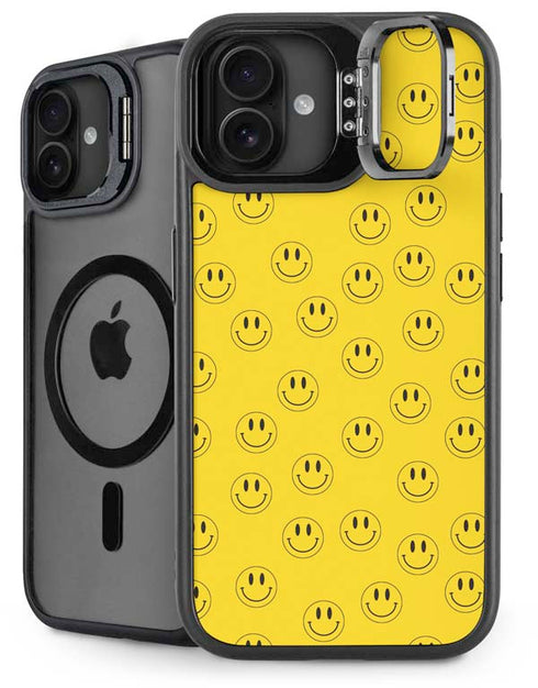 Happy Face Pattern iPhone 16 Plus Kickstand Case