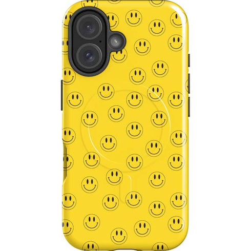Happy Face Pattern iPhone 16 Plus Magsafe Impact Case