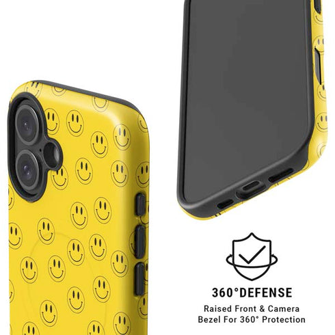 Happy Face Pattern iPhone 16 Plus Magsafe Impact Case