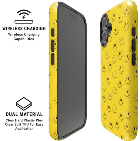 Happy Face Pattern iPhone 16 Plus Magsafe Impact Case