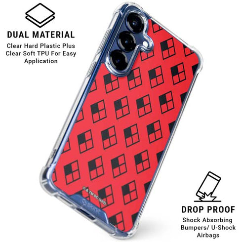 DC Comics Harley Quinn Logo Pattern Galaxy S25 Clear Case