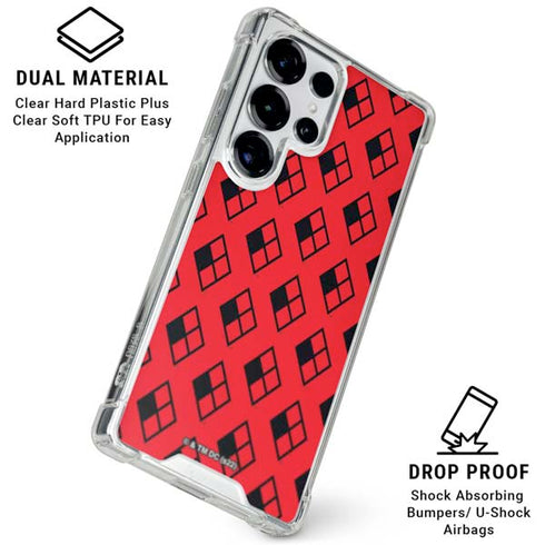 DC Comics Harley Quinn Logo Pattern Galaxy S26 Ultra Clear Case