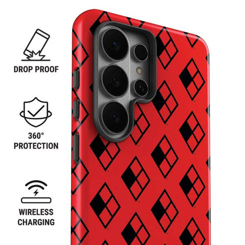 DC Comics Harley Quinn Logo Pattern Galaxy S26 Ultra Impact Case