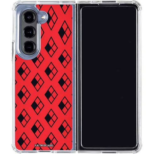 DC Comics Harley Quinn Logo Pattern Galaxy Z Fold5 5G Clear Case
