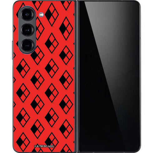 DC Comics Harley Quinn Logo Pattern Galaxy Z Fold5 5G Skin