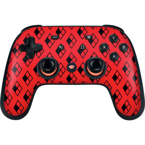 DC Comics Harley Quinn Logo Pattern Google Stadia Controller Skin