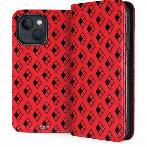 DC Comics Harley Quinn Logo Pattern iPhone 15 Folio Case