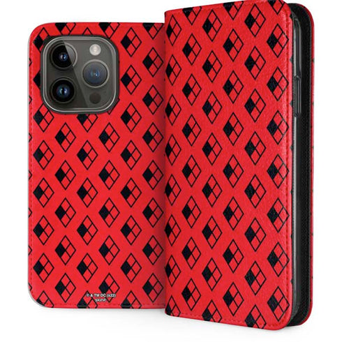 DC Comics Harley Quinn Logo Pattern iPhone 15 Pro Folio Case