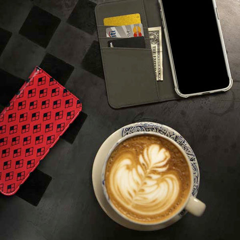 DC Comics Harley Quinn Logo Pattern iPhone 15 Pro Max Folio Case