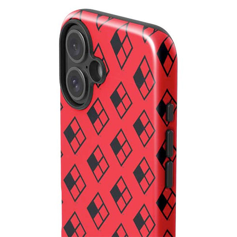DC Comics Harley Quinn Logo Pattern iPhone 16 Plus Impact Case
