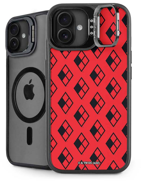 DC Comics Harley Quinn Logo Pattern iPhone 16 Plus Kickstand Case