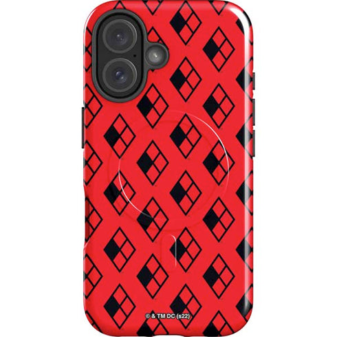 DC Comics Harley Quinn Logo Pattern iPhone 16 Plus Magsafe Impact Case