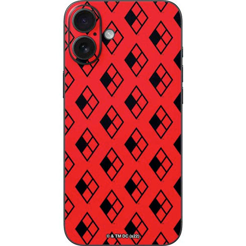 DC Comics Harley Quinn Logo Pattern iPhone 16 Plus Skin