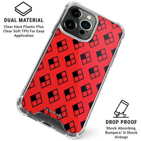 DC Comics Harley Quinn Logo Pattern iPhone 16 Pro Max Clear Case