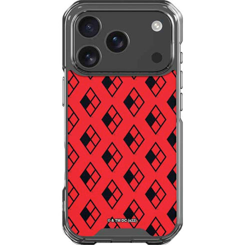 DC Comics Harley Quinn Logo Pattern iPhone 18 Pro Clear Case
