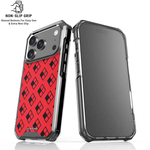 DC Comics Harley Quinn Logo Pattern iPhone 18 Pro Clear Case