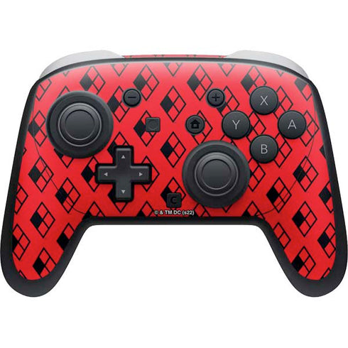 DC Comics Harley Quinn Logo Pattern Nintendo Switch 2 (2025) Pro Controller Skin