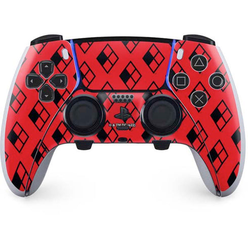DC Comics Harley Quinn Logo Pattern PS5 DualSense Edge Pro Controller Skin