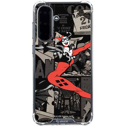 DC Comics Harley Quinn Vintage Action pose pattern Galaxy A36 5G Clear Case